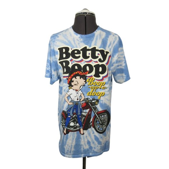 Betty Boop Tops - Betty Boop women's blue tie dye print short sleeve t-shirt M